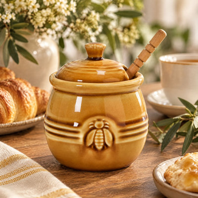 Pot à miel en grès gaufré Farmhouse