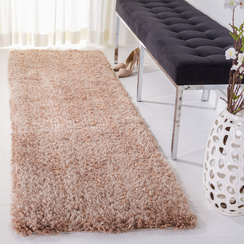 Tapis brun touffeté à la main, Tapis de couloir 2 pi 3 po x 8 pi