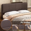 Floating Bed Frame With LED Light, Modern PU Leather Platform Bed, No Boxing Spring Needed, Assemble Easily-1254876585-1254876584