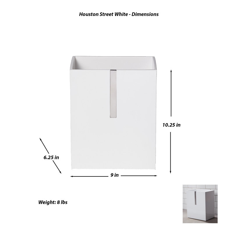 White Stainless Steel Contemporary Waste Basket