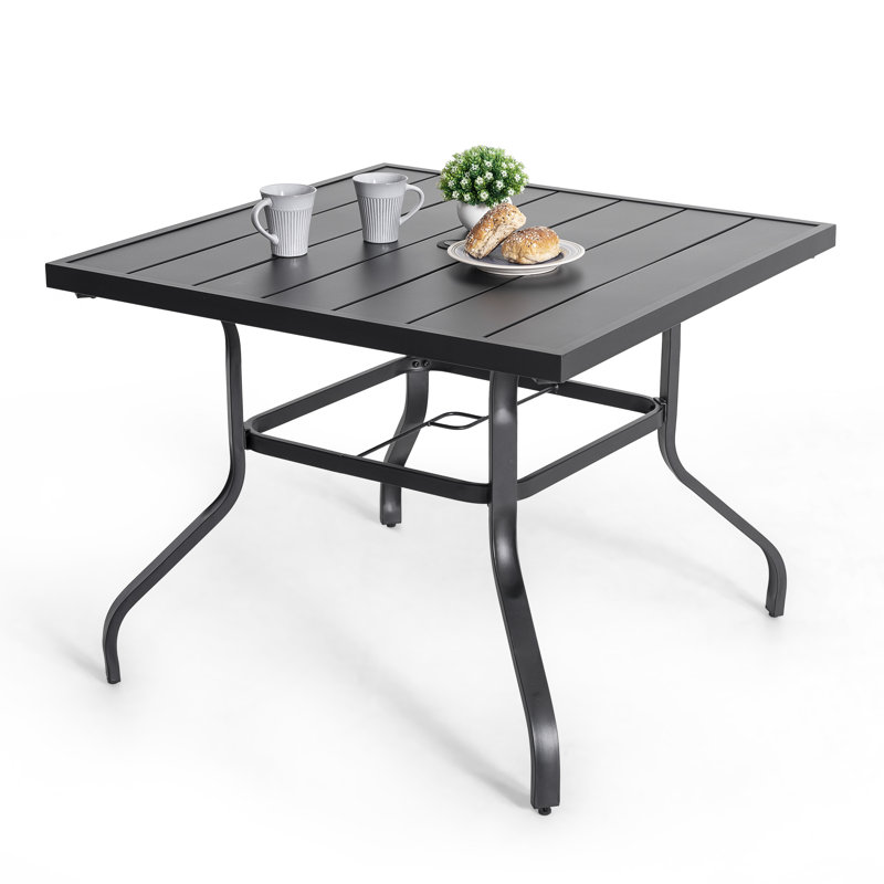 Outdoor Square 94 cm Iron Dining Table with 4 cm Parasol Hole