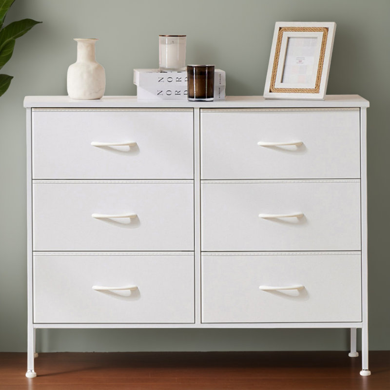 Commode à 6 tiroirs en métal, Blanc