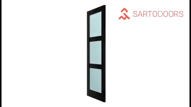Matte Black 60 x 80 Inch Solid Wood French Pocket Doors