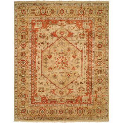 Tapis beige / brun en laine noué à la main Lusitano