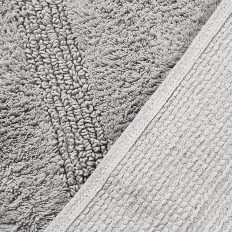 Nautica Peniston Solid Cotton Bath Rug Runner, Light Grey, 60"L x 22"W 