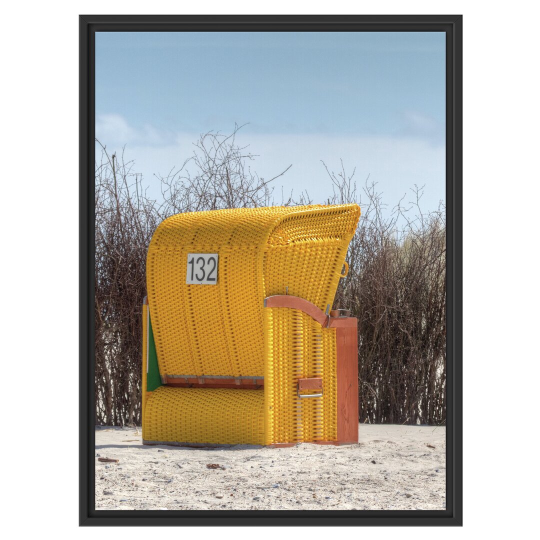 Gerahmtes Wandbild gelber Strandkorb