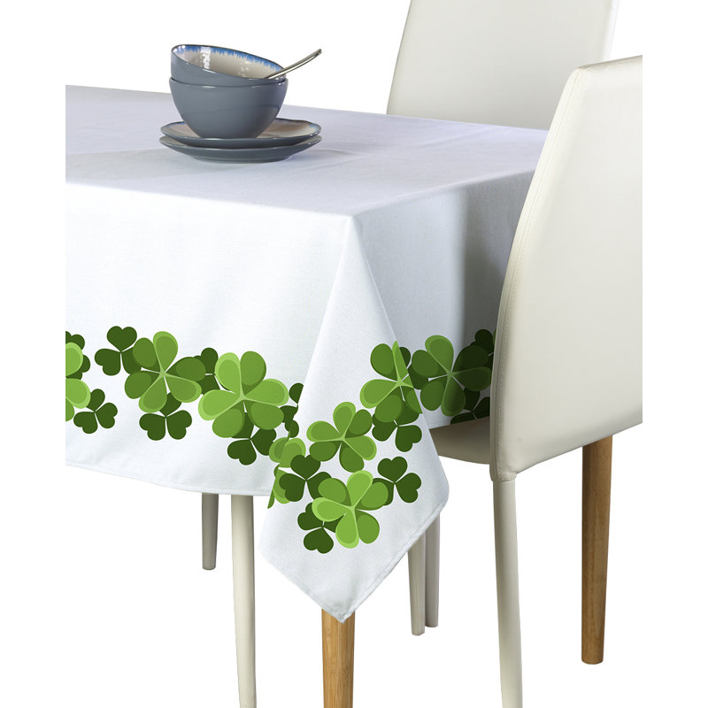 Ardwell Floral Square St. Patrick's Day Tablecloth, St. Patrick Day Clover Garland, 54" L x 54" W