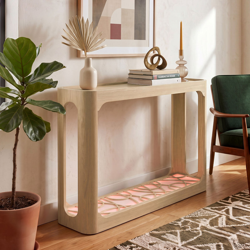 Table console Nolan 47,3 po avec éclairage DEL et plateau, Naturel