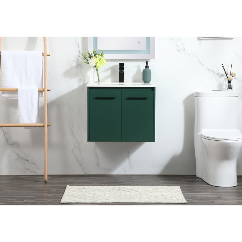 Penn 24'' Single Bathroom Vanity with Engineered Marble Top, Green