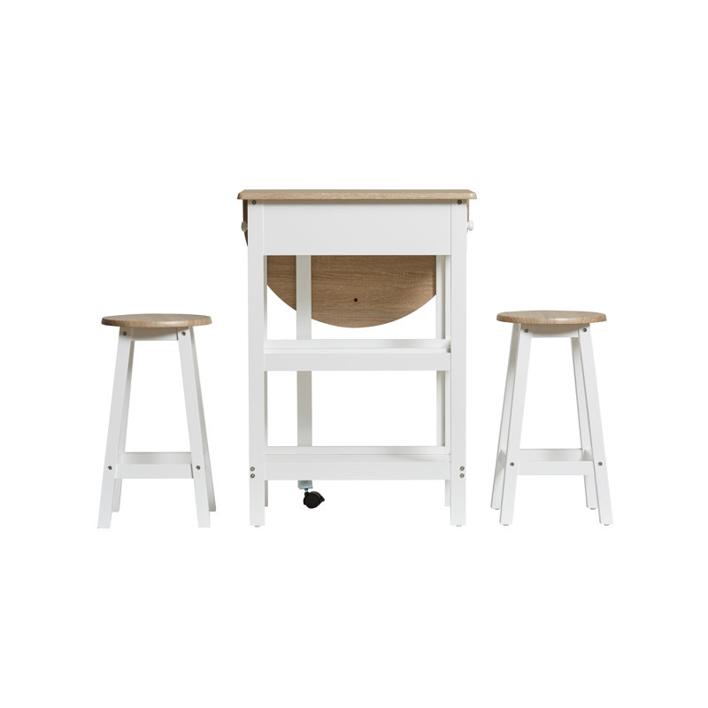Lamine Extendable Dining Set, White, White