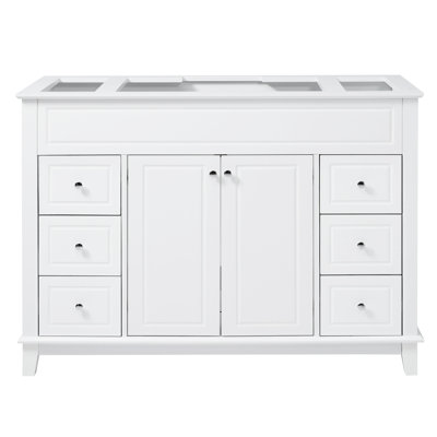 Aurelle 46" Bathroom Vanity Cabinet Only With Soft-Close 6 Drawers & Double Doors (Vanity Base Only)