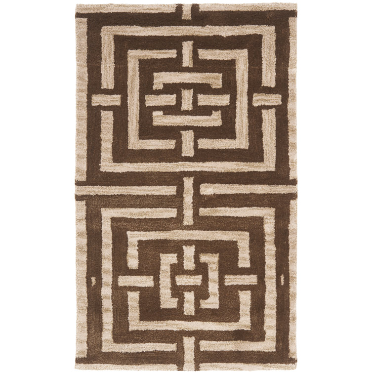 Tapis brun / brun clair en laine touffeté à la main Secaucus