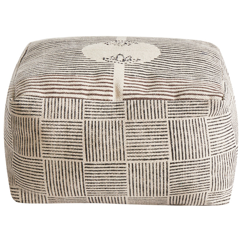 45cm Wide Square Striped Pouffe Ottoman