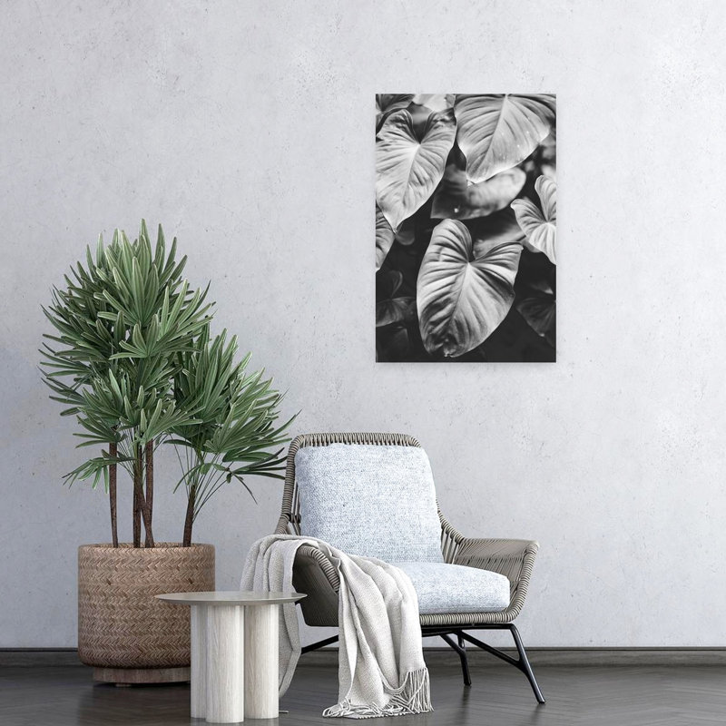 Feuilles d'art gris contemporain, H 24 po x l 16 po