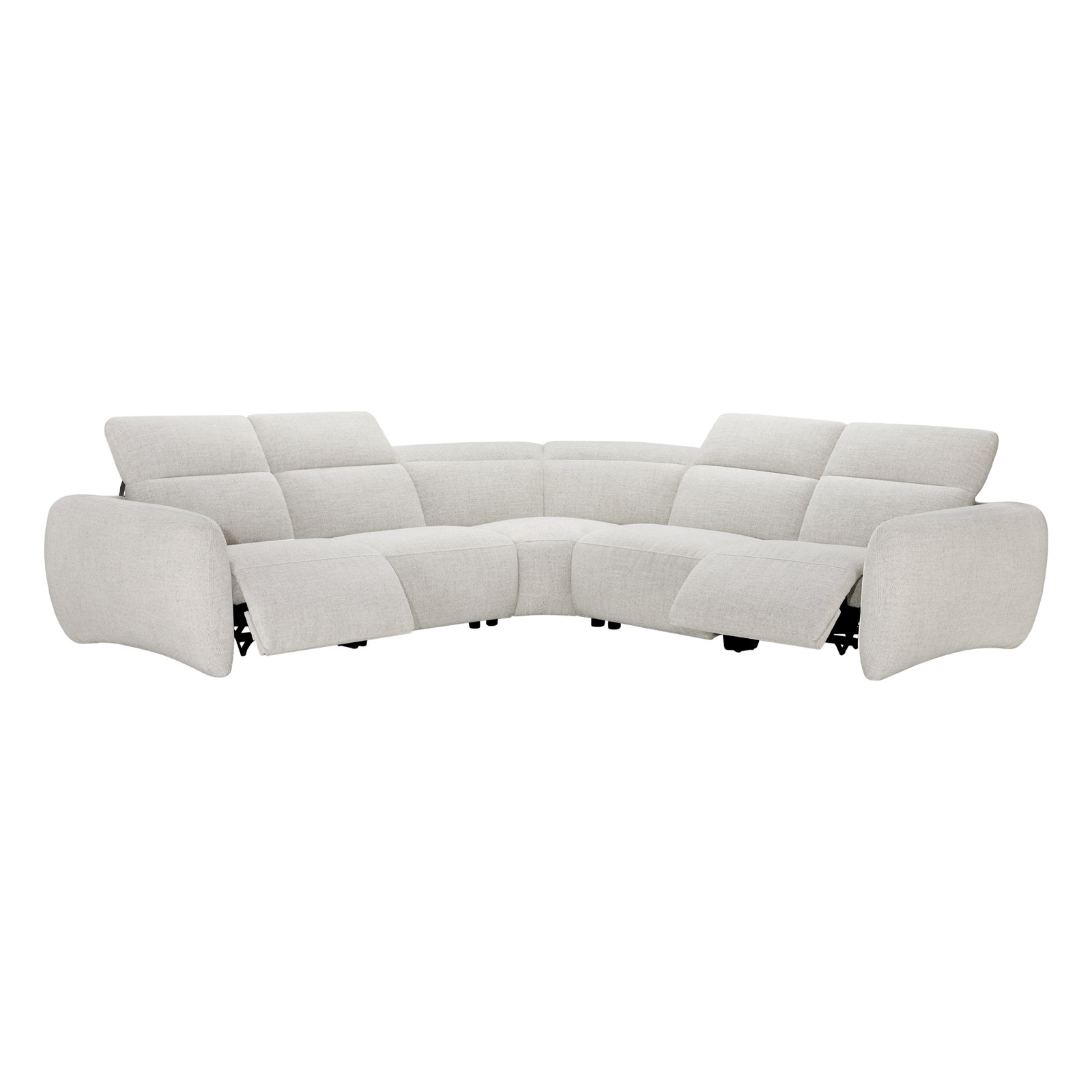 Astro 5-Piece Upholstered Power Reclining Sectional, Ivory Polyester Blend
