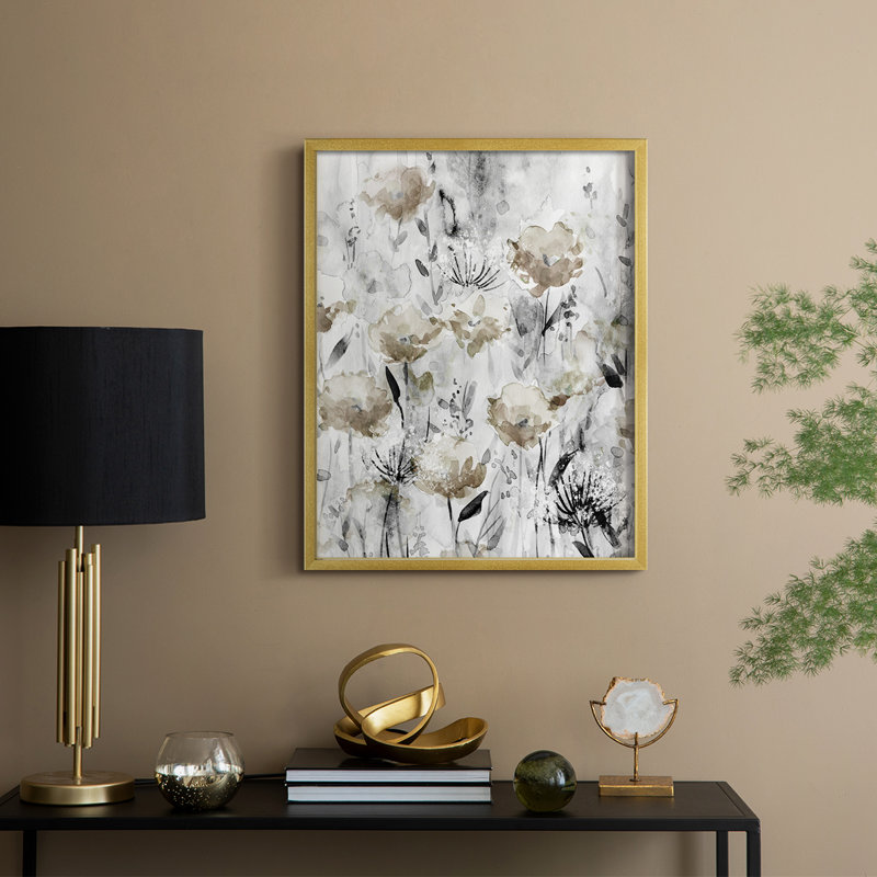Artisanal Garden I Framed Print - Solid Wood, 21" H x 17" W, Gold