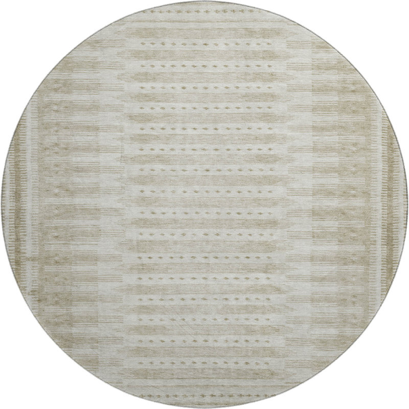 Premium Machine Washable Mayfield Border Rug, Round 8'