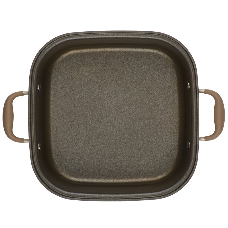 Anolon Advanced Home Hard Anodized Nonstick Two Step Meal Cookware Set, Includes 7 Quart Roaster And 11 Inch Deep Square Grill Pan, 2 Piece, Bronze