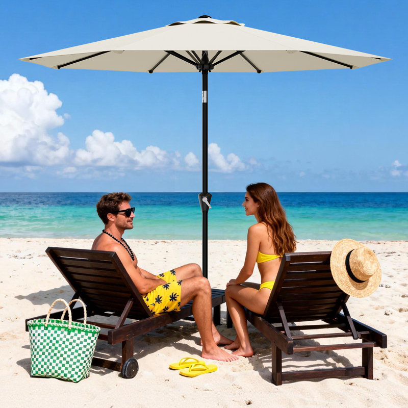 9ft. patio umbrella EliteShade Classic 9ft Market – Eurmax It is constructed from aluminum in a black finish 9 ft Patio LED Solar