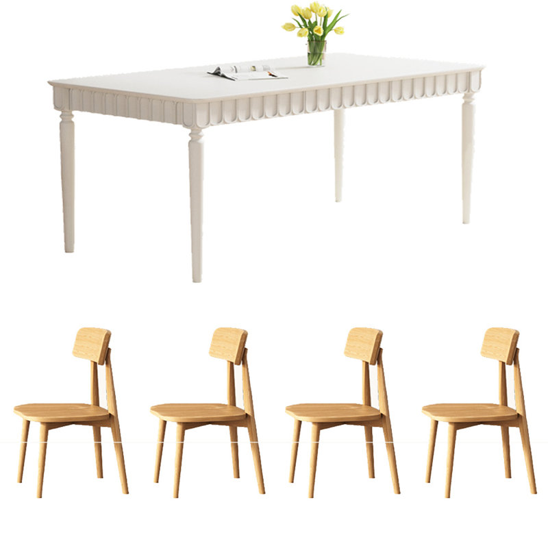 Ensemble de table de salle à manger Vintage, Blanc, Blanc, H 29,53 po x L 70,87 po x l 31,5 po