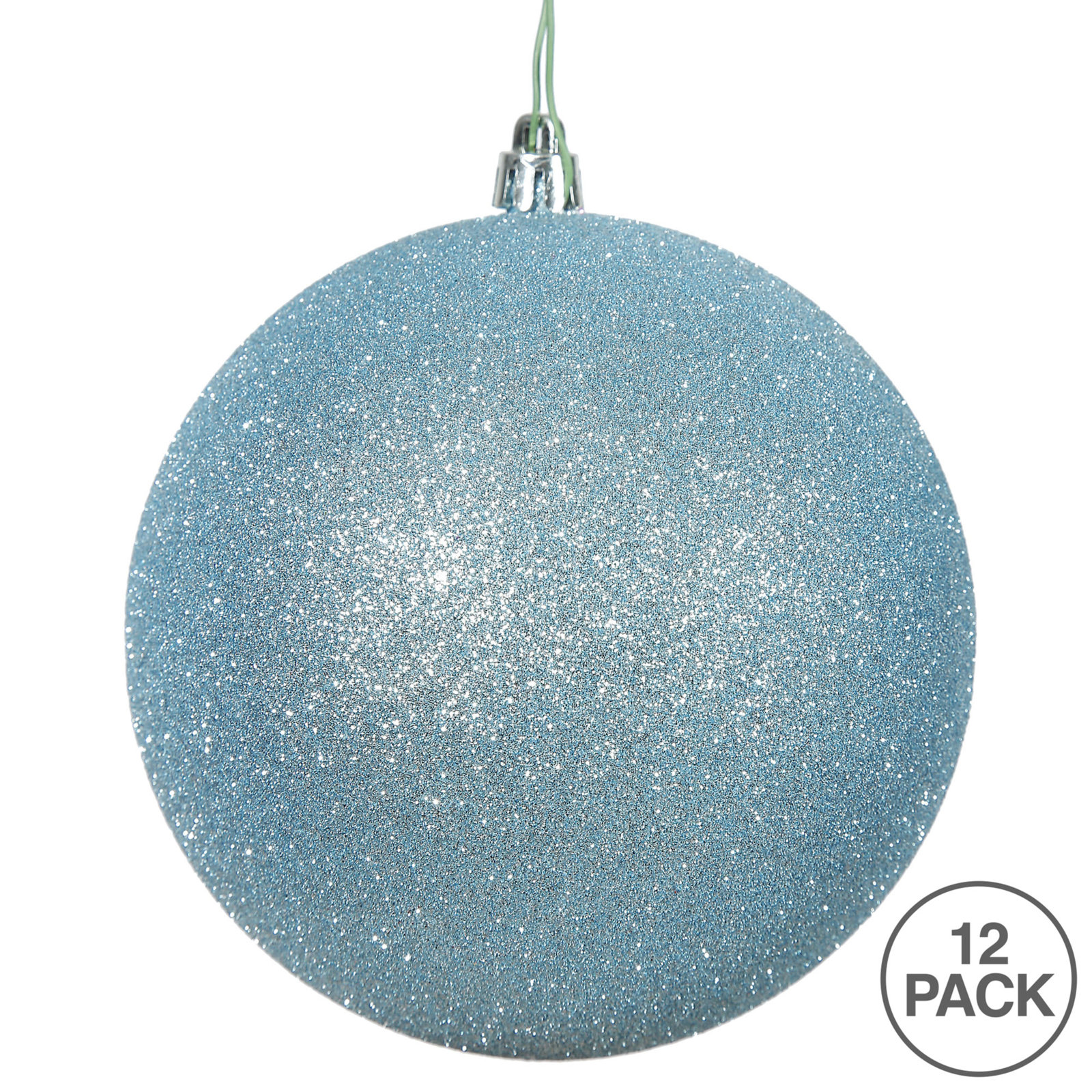 Holiday Décor Ball Ornament, 3" H x 3" W x 3" D, Baby Blue Glitter