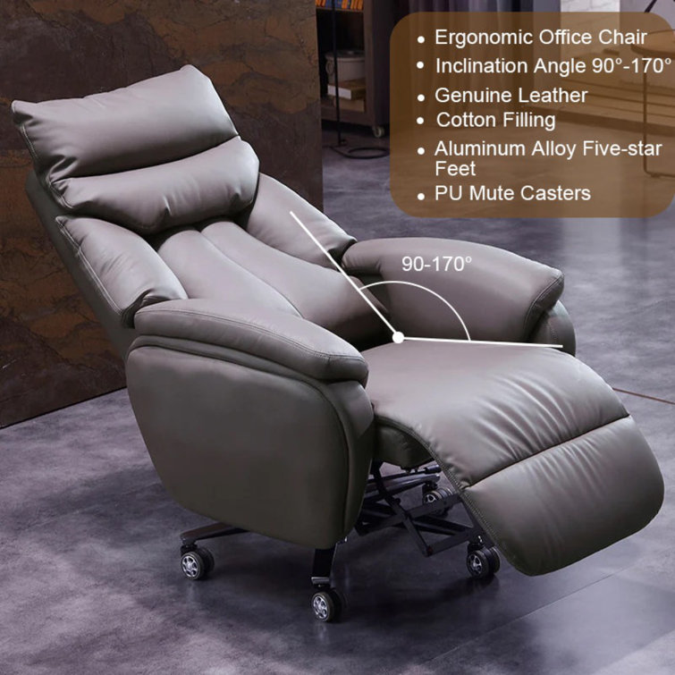 Genuine Leather Office Chair Ergonomic Executive Reclining