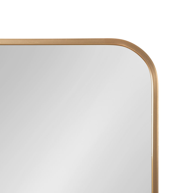 Anacleta Radius Rectangle Framed Wall Mirror, Gold, 30" x 20"