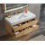 Meuble-lavabo flottant 48 po en érable avec comptoir en marbre d'ingénierie, lavabo encastré en céramique, éclairage DEL et 6 tiroirs à fermeture en douceur - finition naturelle