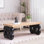 Table basse Scroll Base - Table de salon rectangulaire en bois avec plateau naturel - Table d'appoint de style campagne moderne - Centre de table élégant avec motif sculpté orné