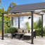 3m x 3m Metal Pergola with Retractable Roof-111057966-111057971