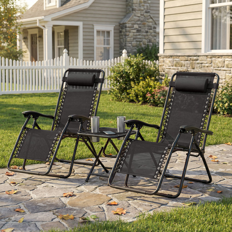 Chaises longues d'extérieur Zero Gravity, Noir