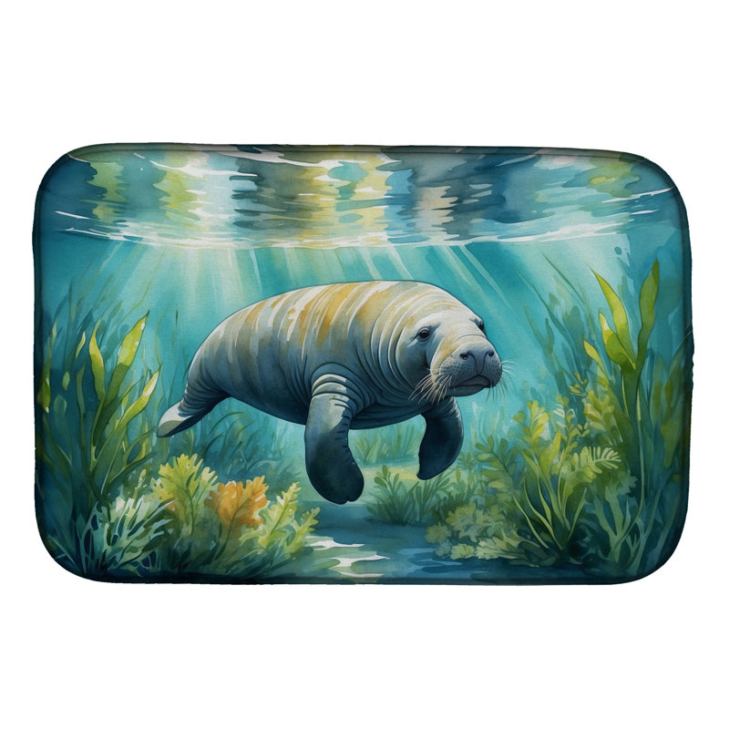 Manatee in a Seagrass Bed Dish Drying Mat