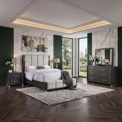 Catalan Queen 4Pc Charcoal Gray
