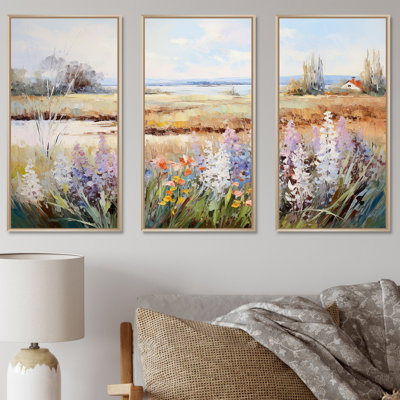 «Seasonal Flowers Farmhouse Charm» - ensemble d'art mural fleurs saisonnières