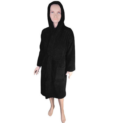 Gracelynn Cotton Terry Cloth Ankle Bathrobe with Pockets and Hood