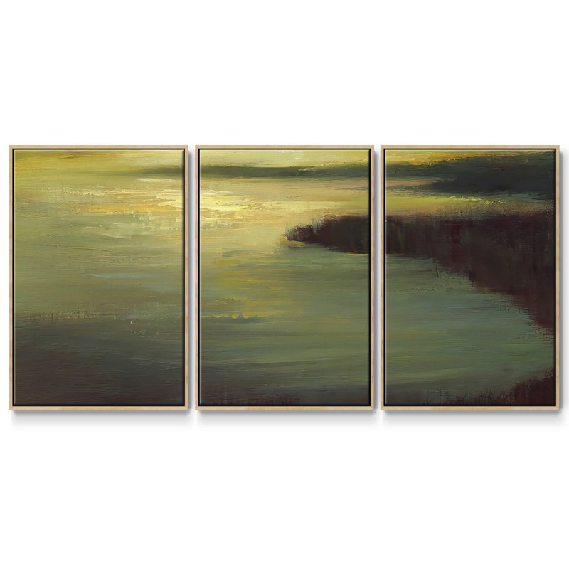 Lake Tahoe Dusk - Toile encadrée multi-pièces - 2774852C, Encadré naturel, H 36 po x l 75 po x P 2 po