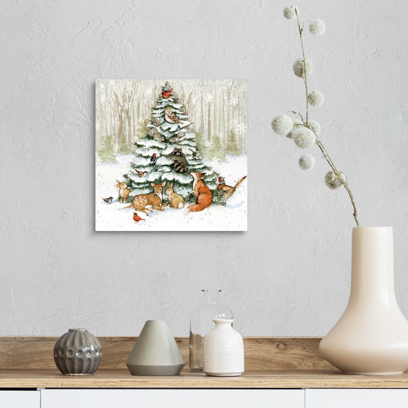 "Meadowbrook Woodland Critter" par Susan Winget - peinture sur toile à cadre flottant, Toile tendue, H 12 po x l 12 po
