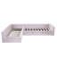 Lit de jour rembourré en L avec lit gigogne coulissant et grand tiroir de rangement, canapé-lit multifonctionnel pour petits espaces, lit de jour capitonné moderne disponible en beige, gris et rose-491548177