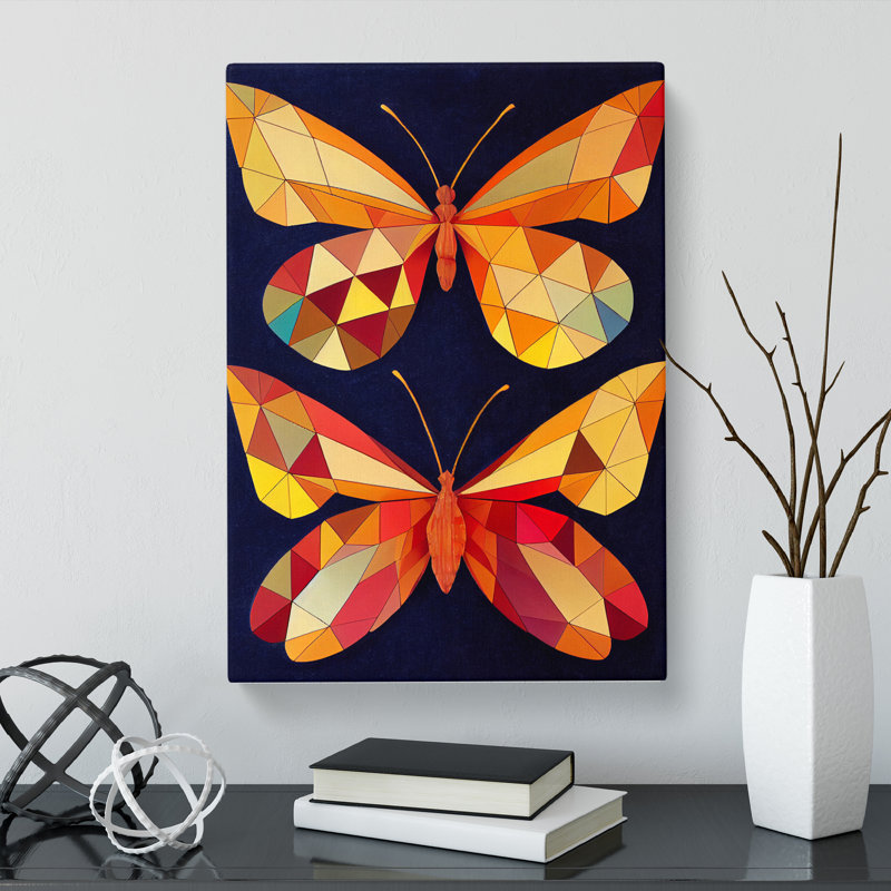 CAN-V0523-325X Butterfly Polygon - Wrapped Canvas Print, 50cm H x 35cm W