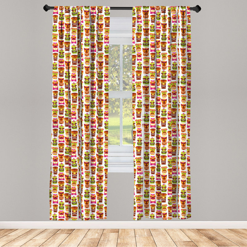 Tiki Bar Semi-Sheer Rod Pocket Curtain Panels, 28" x 63"