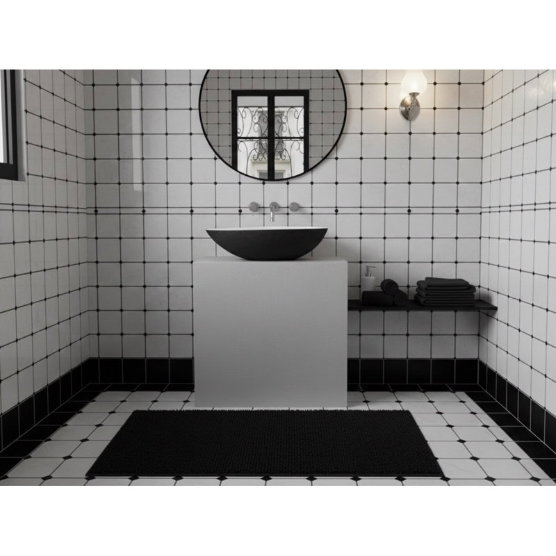 Vast Studio 23.4” L x  13.8” W Round Black/Black Concrete Vessel Sink – Modern Matte Finish, Countertop Bathroom Basin for Luxury Spa & Contemporary Homes