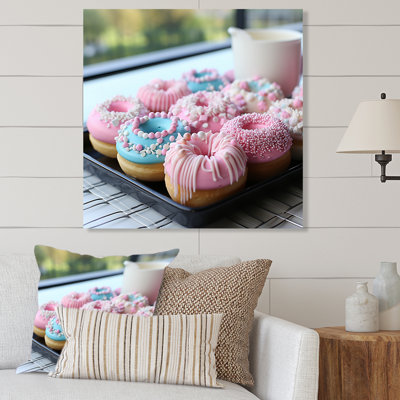 Rose et bleu, délicieux Donute Sprinkles - art mural en métal de pâtisserie