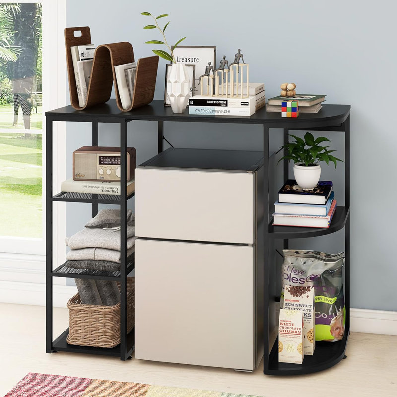 Mini armoire de réfrigérateur, tablettes de réfrigérateur avec prise de courant, Noir