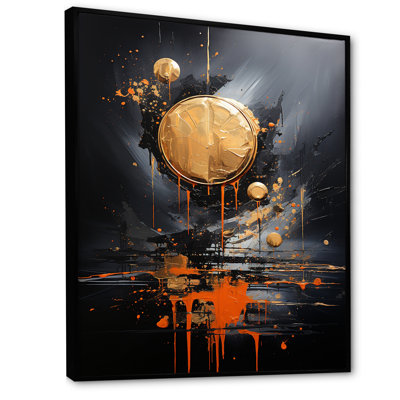 «Black and Gold Spiral Graffiti I», art mural abstrait