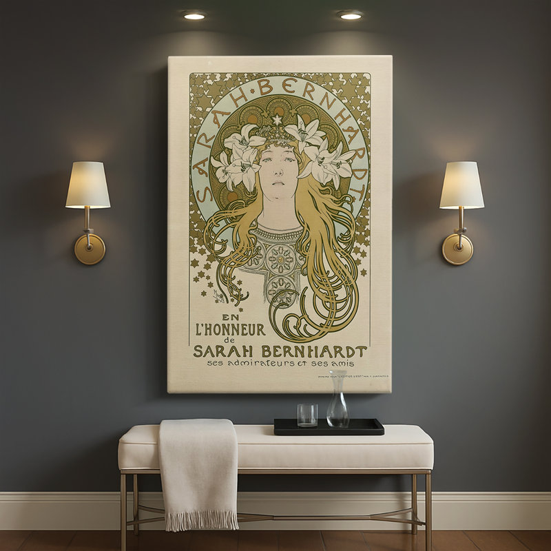 «En l'honneur de Sarah Bernhardt», toile tendue par Alphonse Mucha, 40 po x 60 po