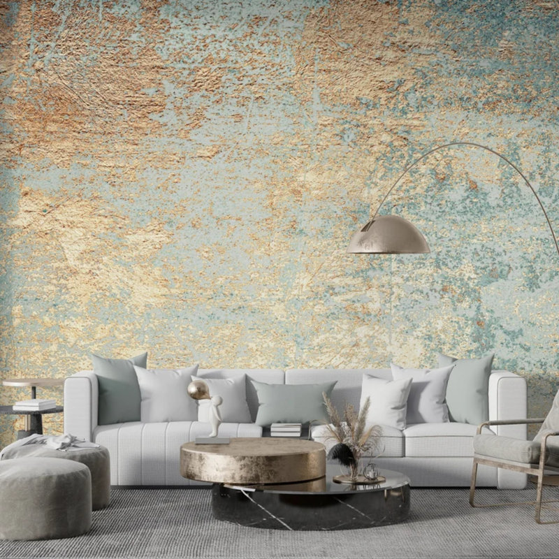Murale abstraite turquoise Patina, L 105,96 po x l 138 po