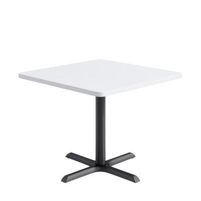 KFI Studios Proof 42" Square Pedestal Table, Grey Top, Black X-Base
