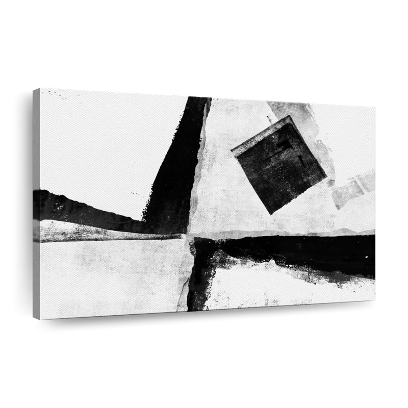 «White To Black Abstract», reproduction d'art sur toile, H 24 po x l 36 po x P 1,25 po
