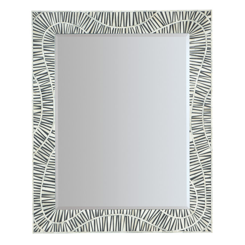 Black and White Rectangular Coastal Wood Wall Mirror
