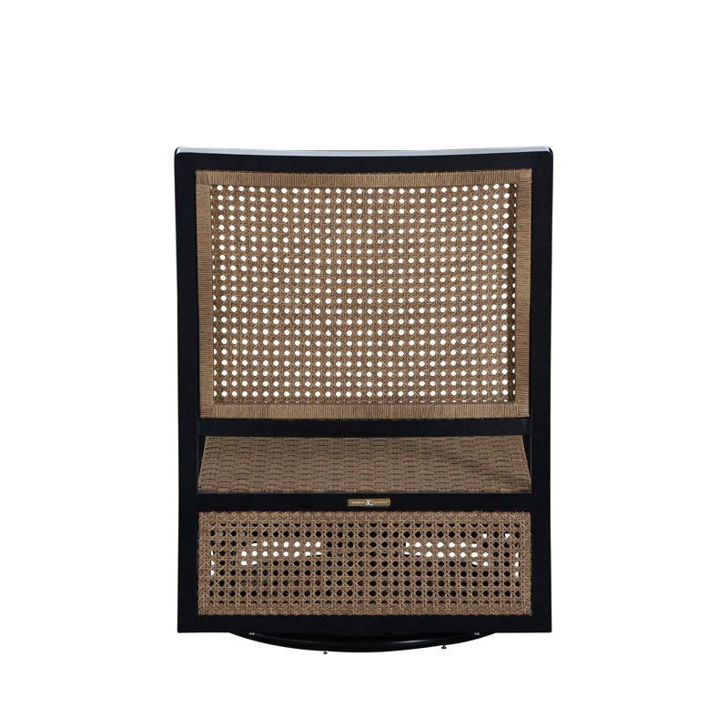 Bermuda Aluminum and Cane Glider Lounge, No Welt + Standard Fill, Bar Stripe Forest, Midnight And Natural Cane